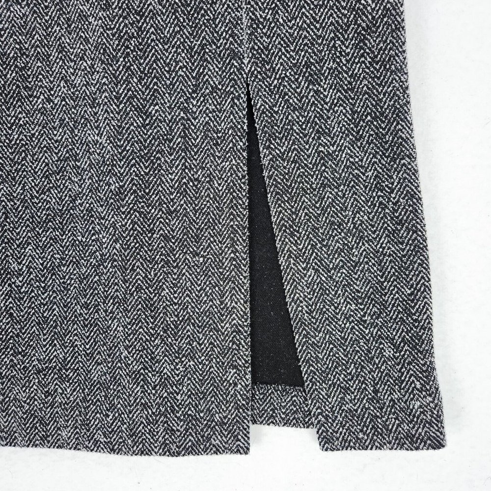 Banana Republic Dress Womens 6 Black White Herringbone Midi Sheath Long Sleeve - Picture 3 of 11